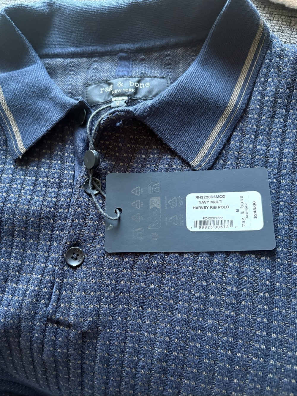 rag & bone harvey Rib-knit Polo - Picture 2 of 4